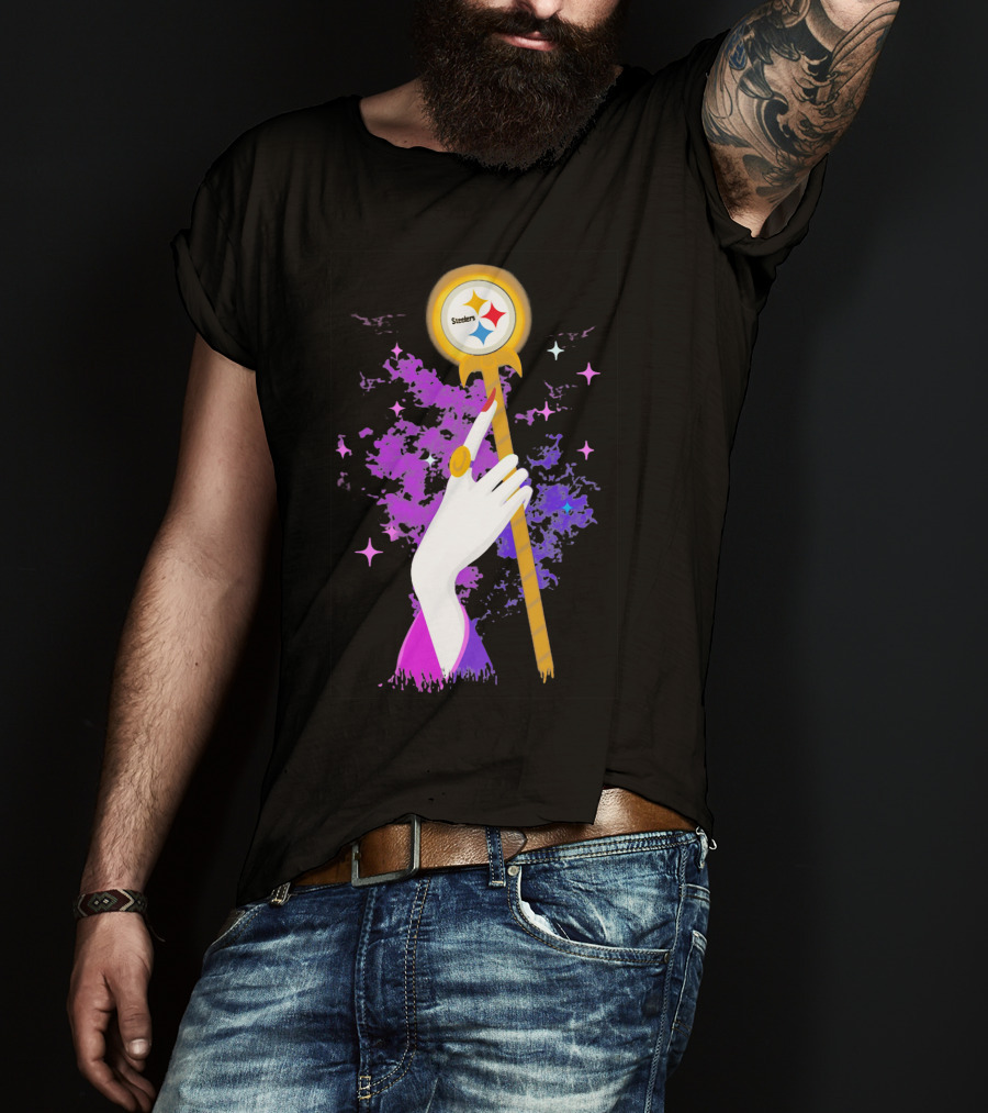 Pittsburgh Steelers Magic Wand With Logo Witches Theme T-Shirt