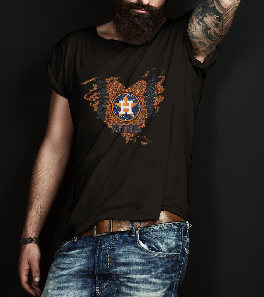 Houston Astros Glitter Heart Baseball T-Shirt