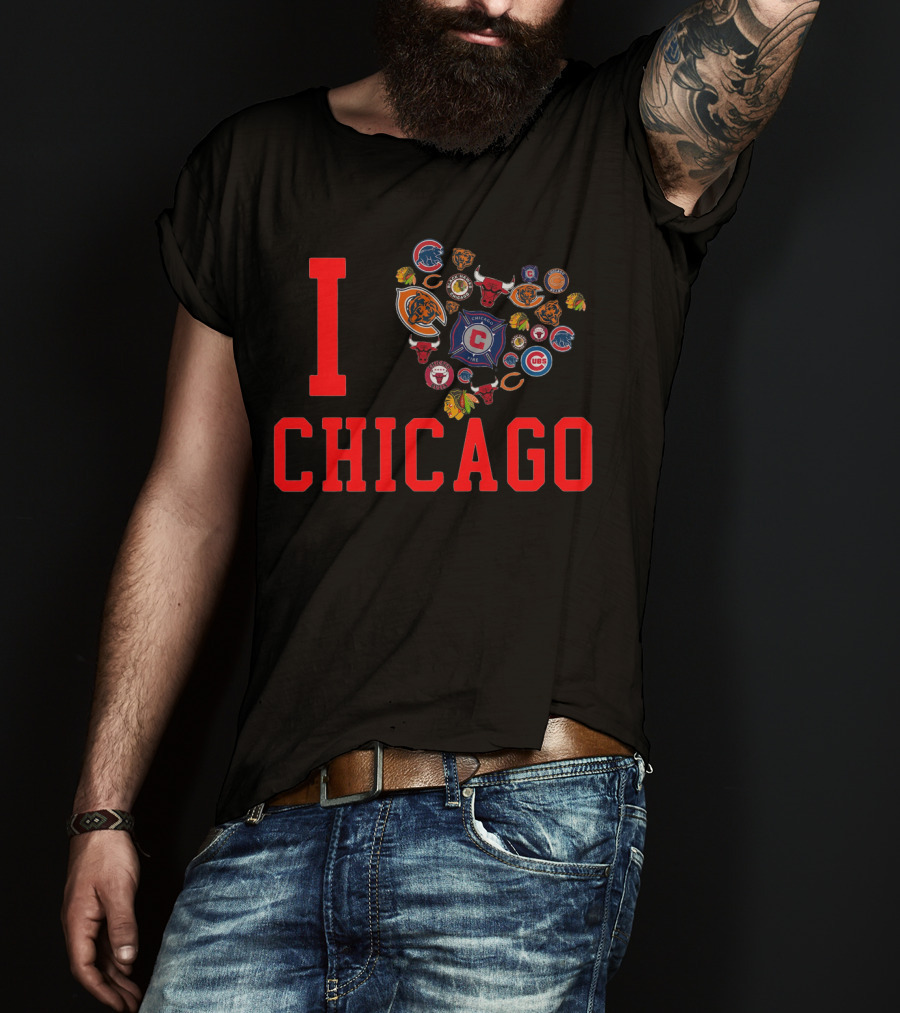 I Chicago Bulls Cubs Bears Blackhawks Fire Sports T-Shirt