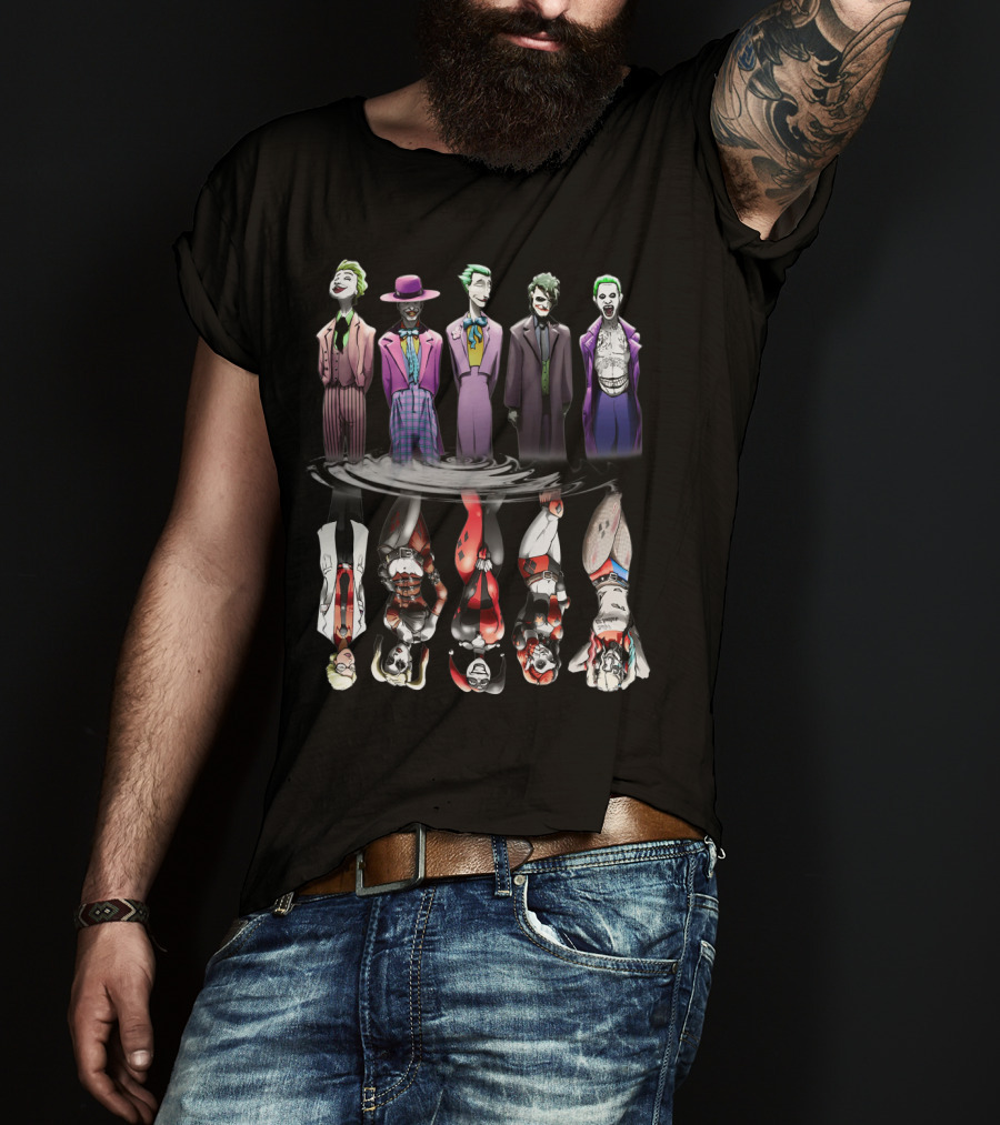 The Joker King Gotham Villains Harley Quinn Reflections T-Shirt