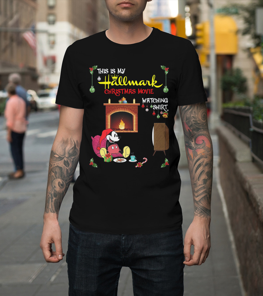 This Is My Hallmark Christmas Movie Watching Shirt Mickey Mouse Cozy Holiday Scene T-Shirt