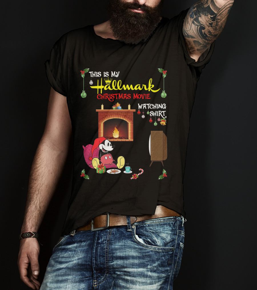 This Is My Hallmark Christmas Movie Watching Shirt Mickey Mouse Cozy Holiday Scene T-Shirt