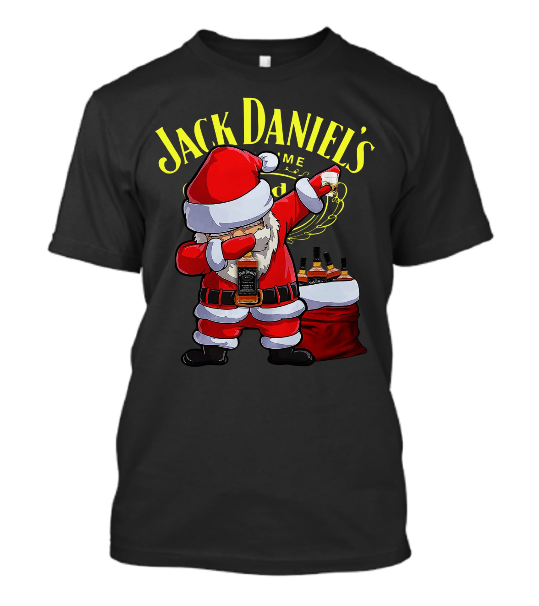 Santa Claus Dabbing With Jack Daniel's Bottles In Sack T-Shirt