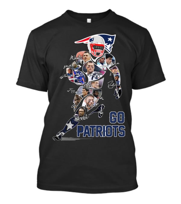 GO PATRIOTS New England Football Player Collage And Signatures T-Shirt