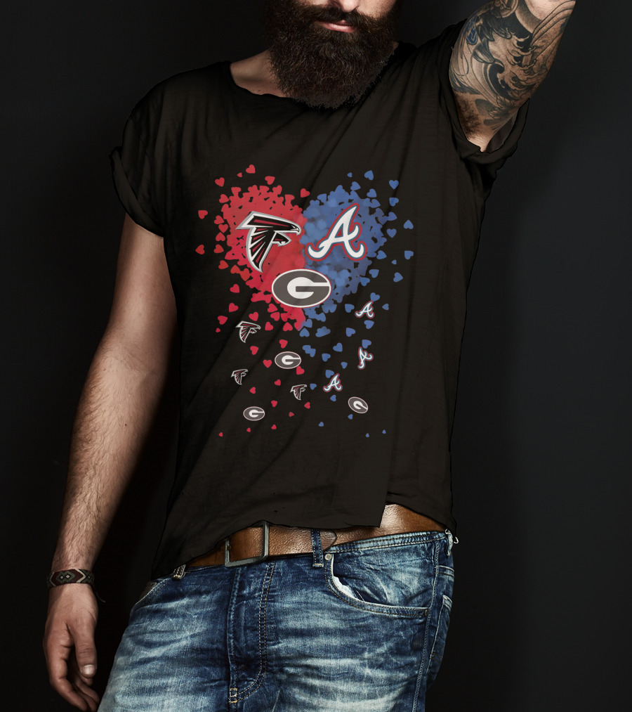 Atlanta Falcons Atlanta Braves Georgia Bulldogs Heart T-Shirt