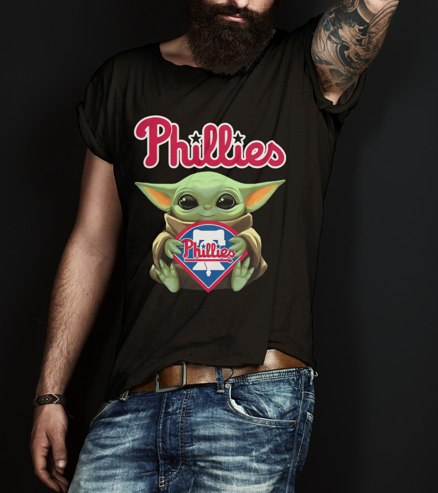 Phillies Baby Yoda Hug Philadelphia Phillies T-Shirt