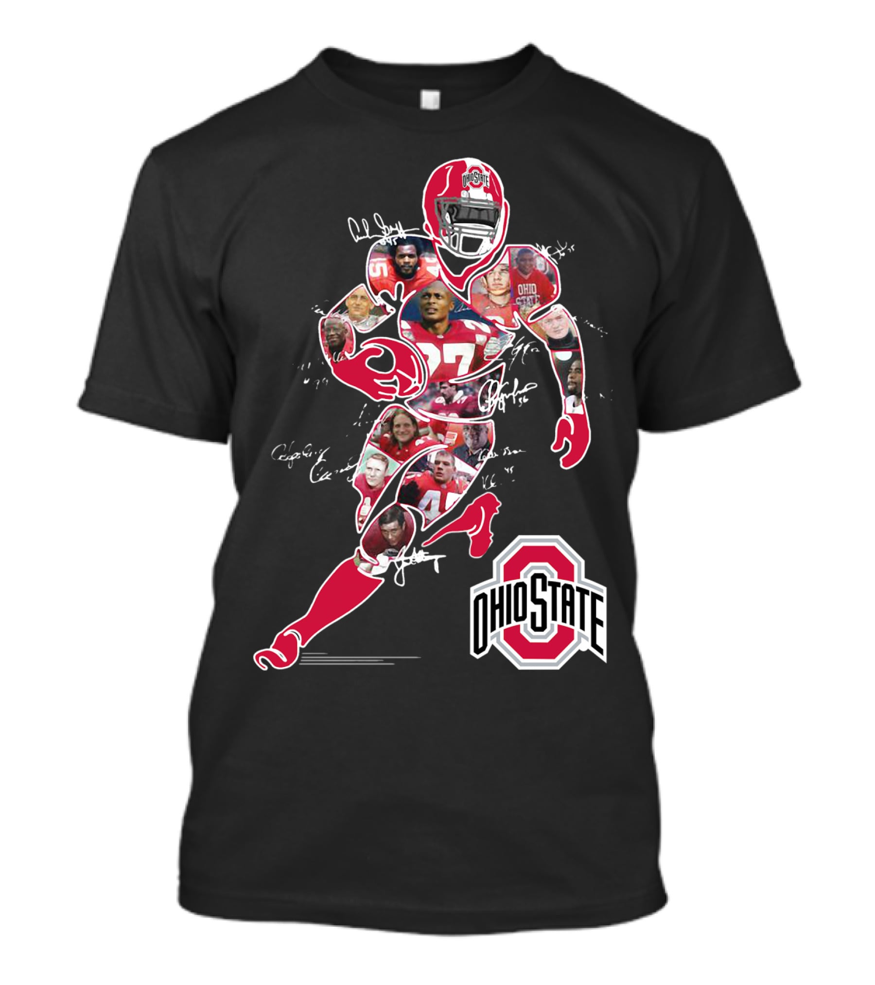Ohio State Buckeyes Football Collage With Player And Helmet T-Shirt