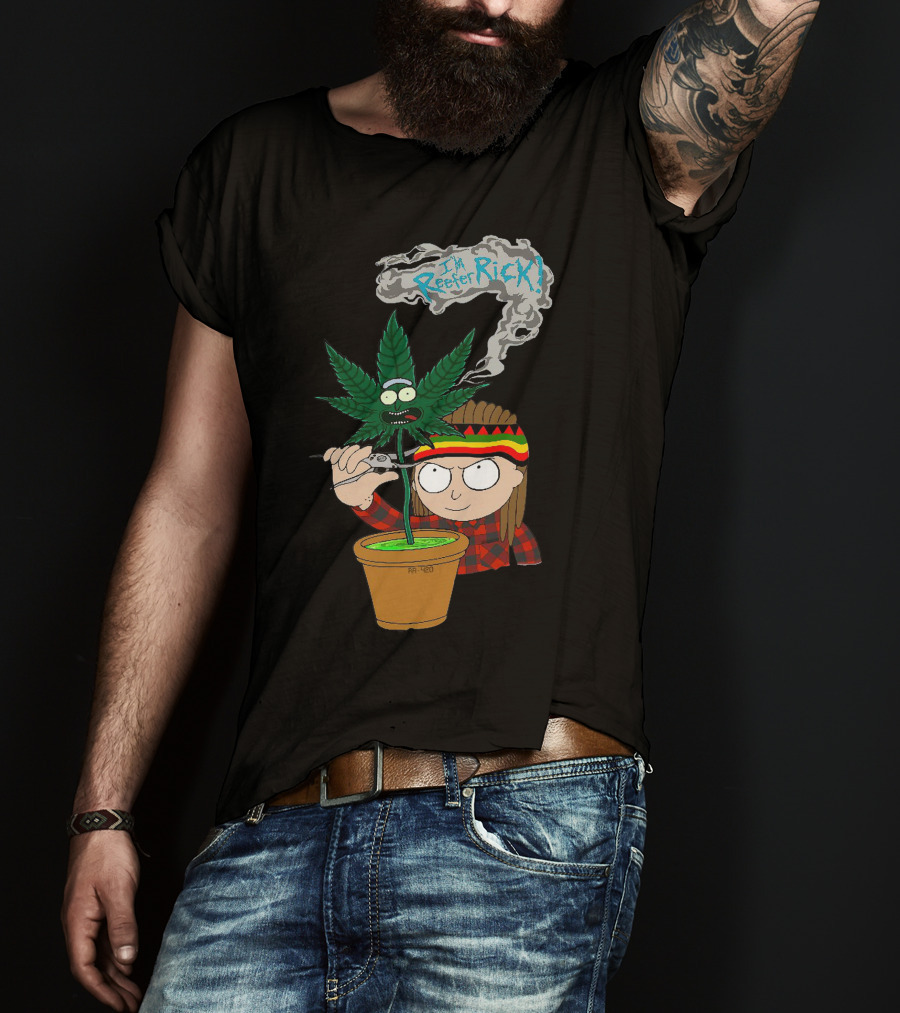 Morty I'm Reefer Rick Planter Rastafarian Style Smiling Face Smoking Plant T-Shirt