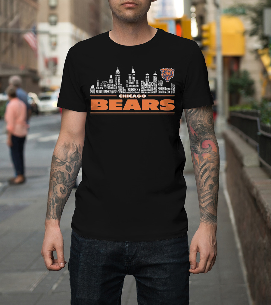 Chicago Bears City Skyline Team Players List T-Shirt
