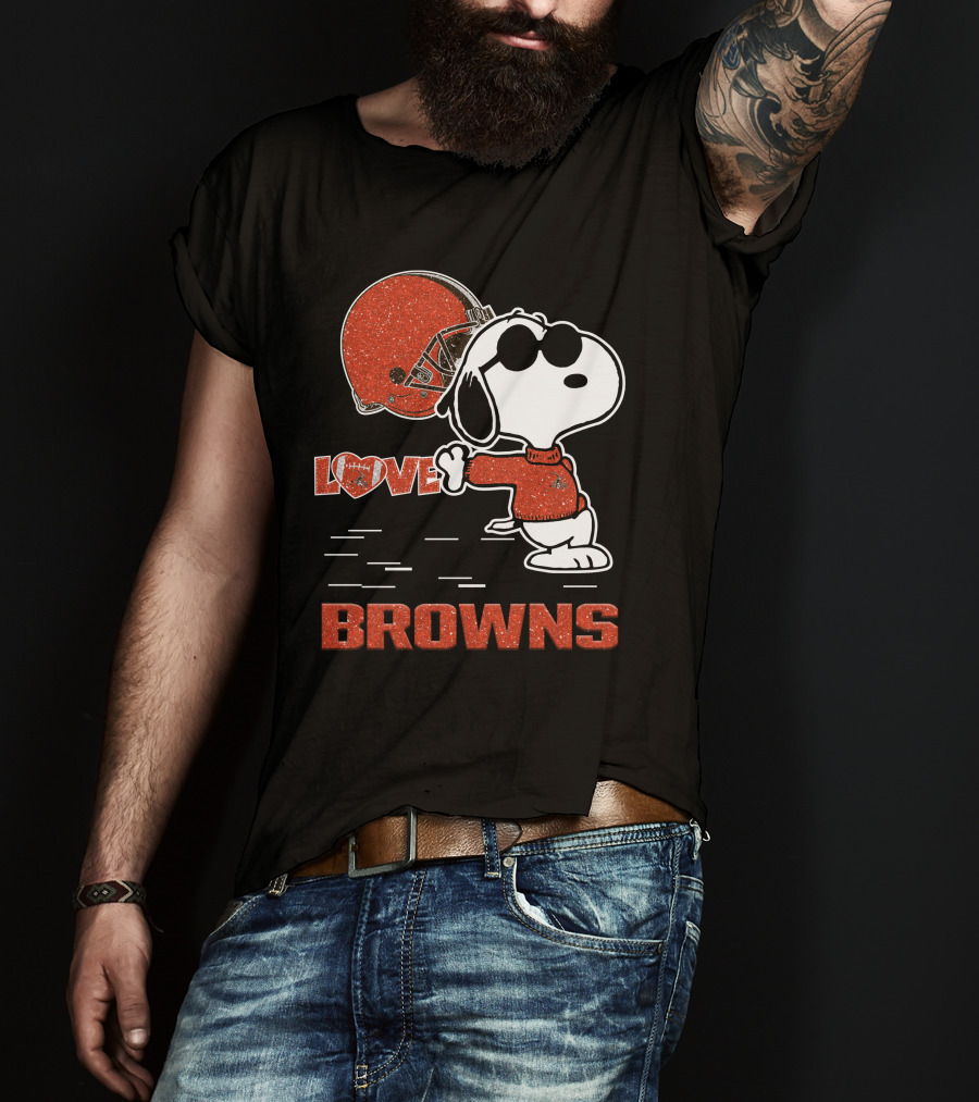Snoopy Love Browns Cleveland Nfl Football Fans T-Shirt
