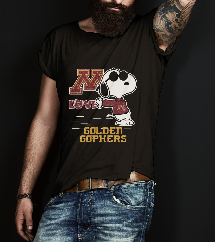 Snoopy Love University Of Minnesota Golden Gophers Football T-Shirt