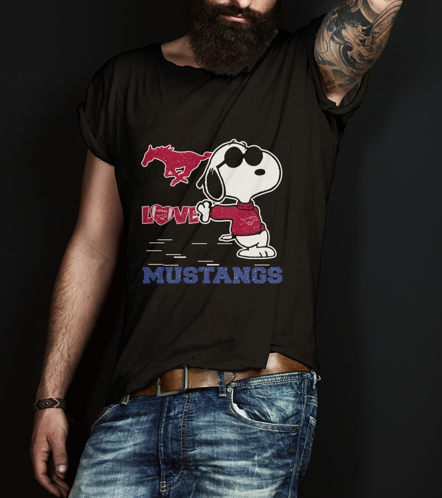 Snoopy Love SMU Mustangs Football Peanuts T-Shirt