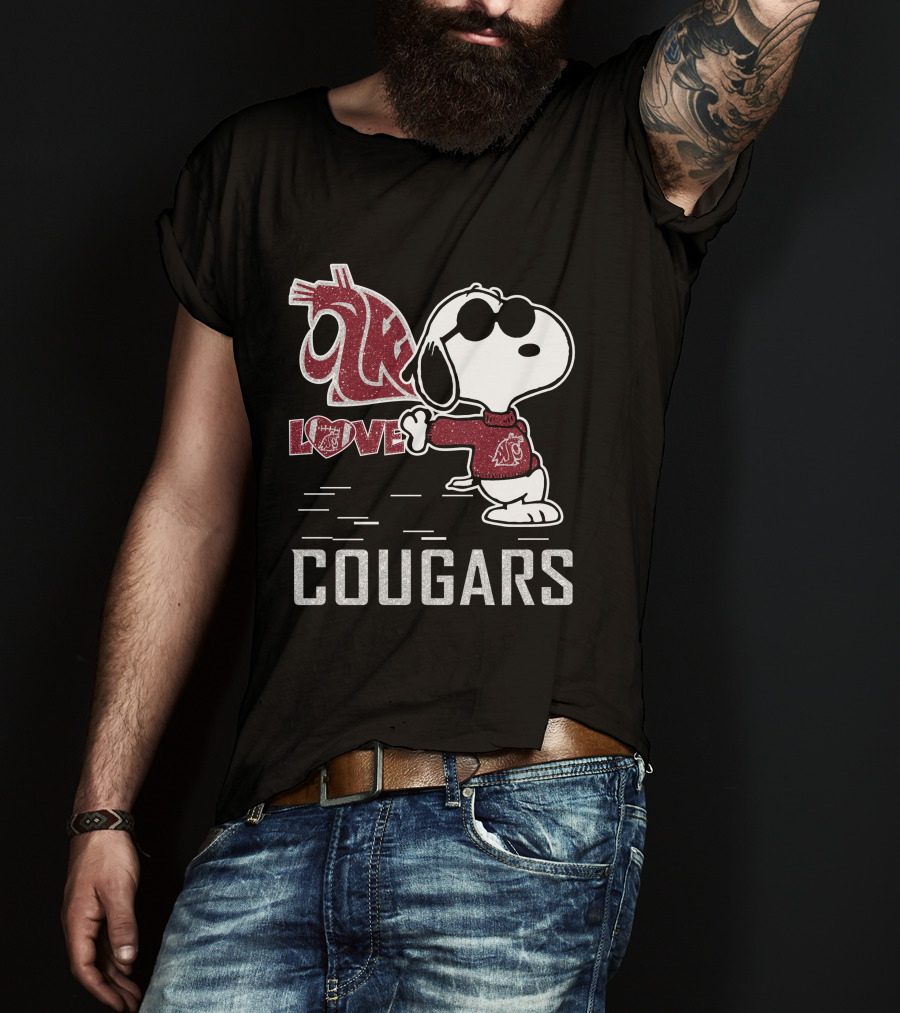 Snoopy Love Washington State Cougars Peanuts WSU Spirit T-Shirt