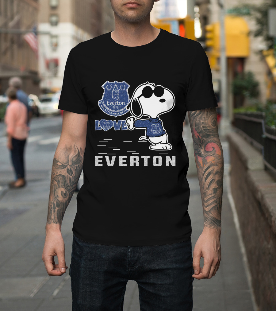 Snoopy Love Everton Fc 1878 Badge And Slogan T-Shirt