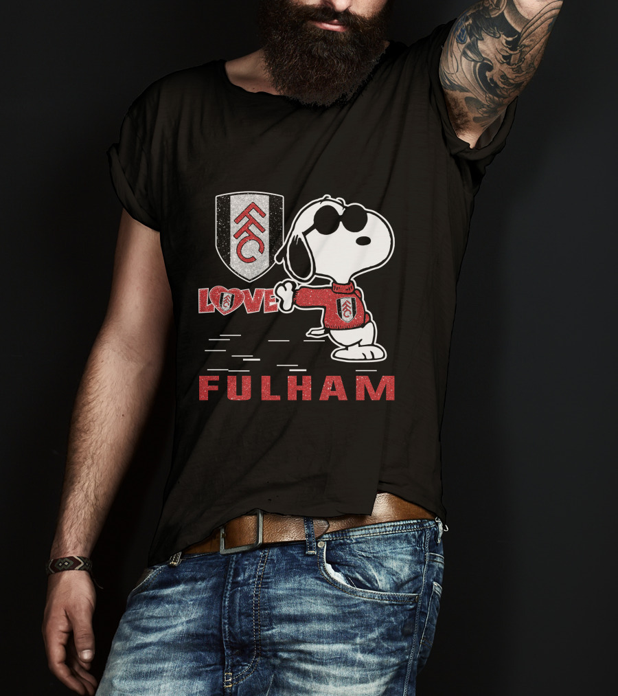 Snoopy Love Fulham Fc Fans Peanuts Football Club Spirit T-Shirt