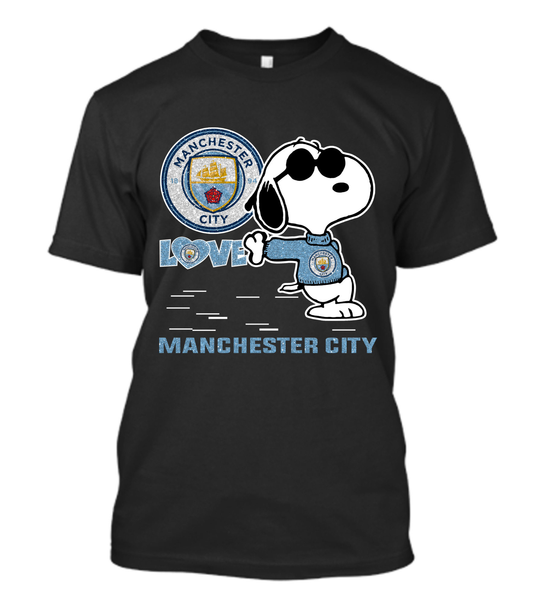 Snoopy Love Manchester City Badge Character Collection T-Shirt