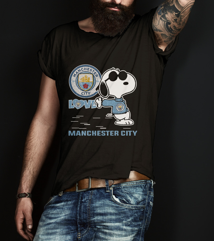 Snoopy Love Manchester City Badge Character Collection T-Shirt