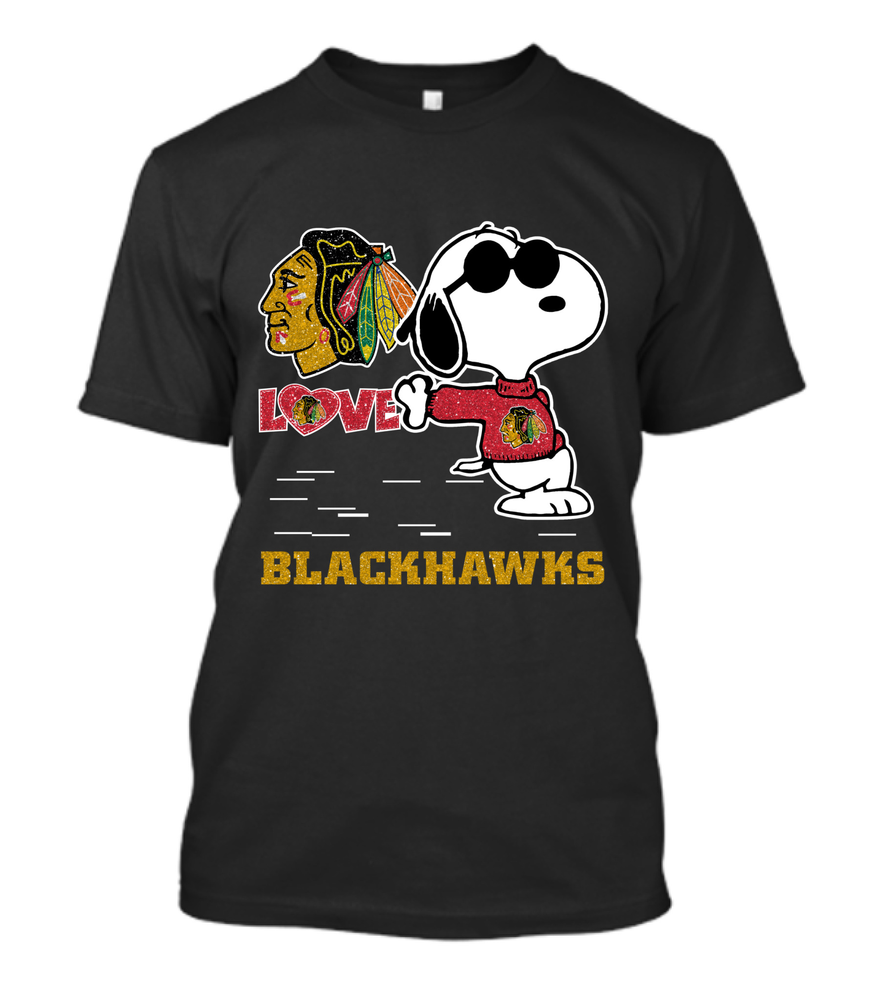 Snoopy Love Chicago Blackhawks Logo Peanuts Hockey T-Shirt