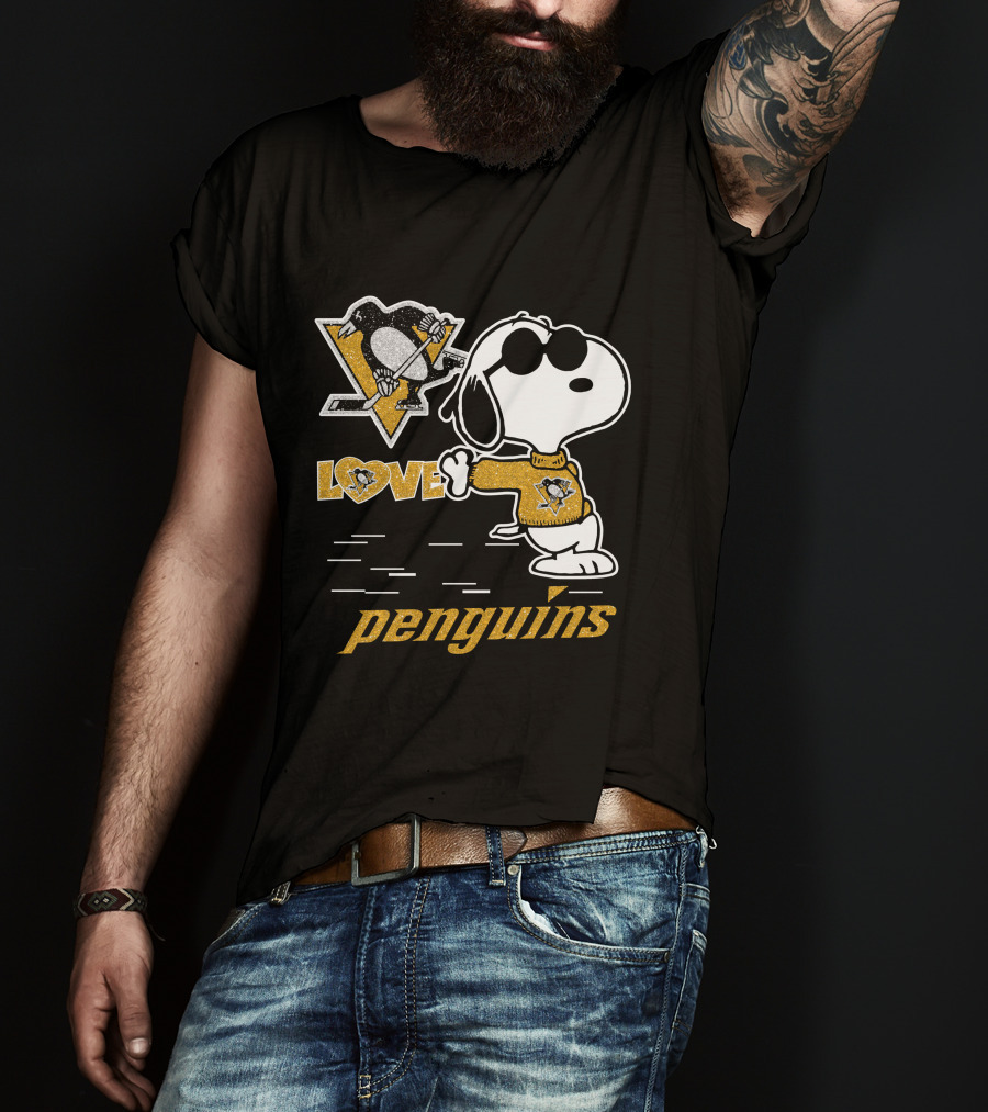 Snoopy Penguins Love Pittsburgh Penguins T-Shirt