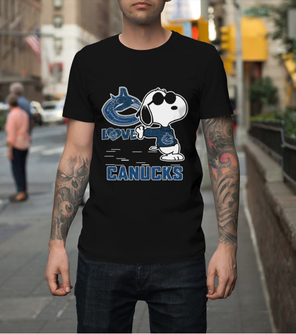 Shirt: Snoopy Canucks Love Vancouver Peanuts Hockey T-Shirt Snoopy Canucks Love Vancouver Peanuts Hockey T-Shirt