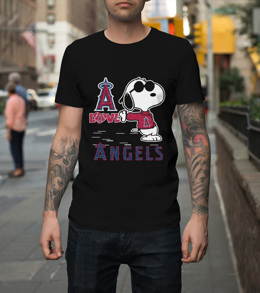 Snoopy Love Los Angeles Angels A Angels T-Shirt