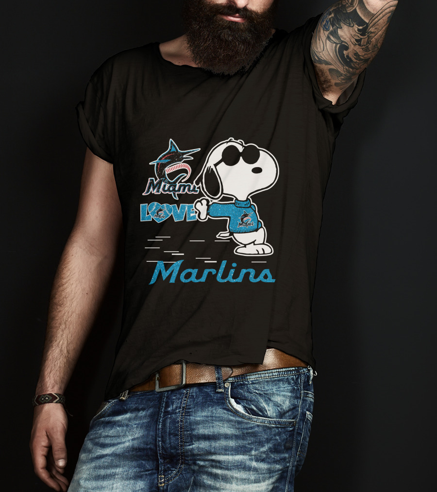 Snoopy Miami Marlins Love T-Shirt