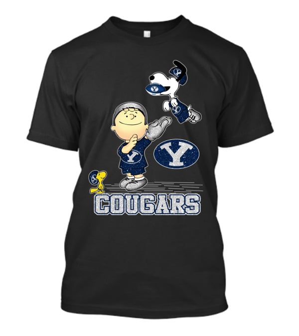 Snoopy Love BYU Cougars Peanuts Football Team Spirit T-Shirt
