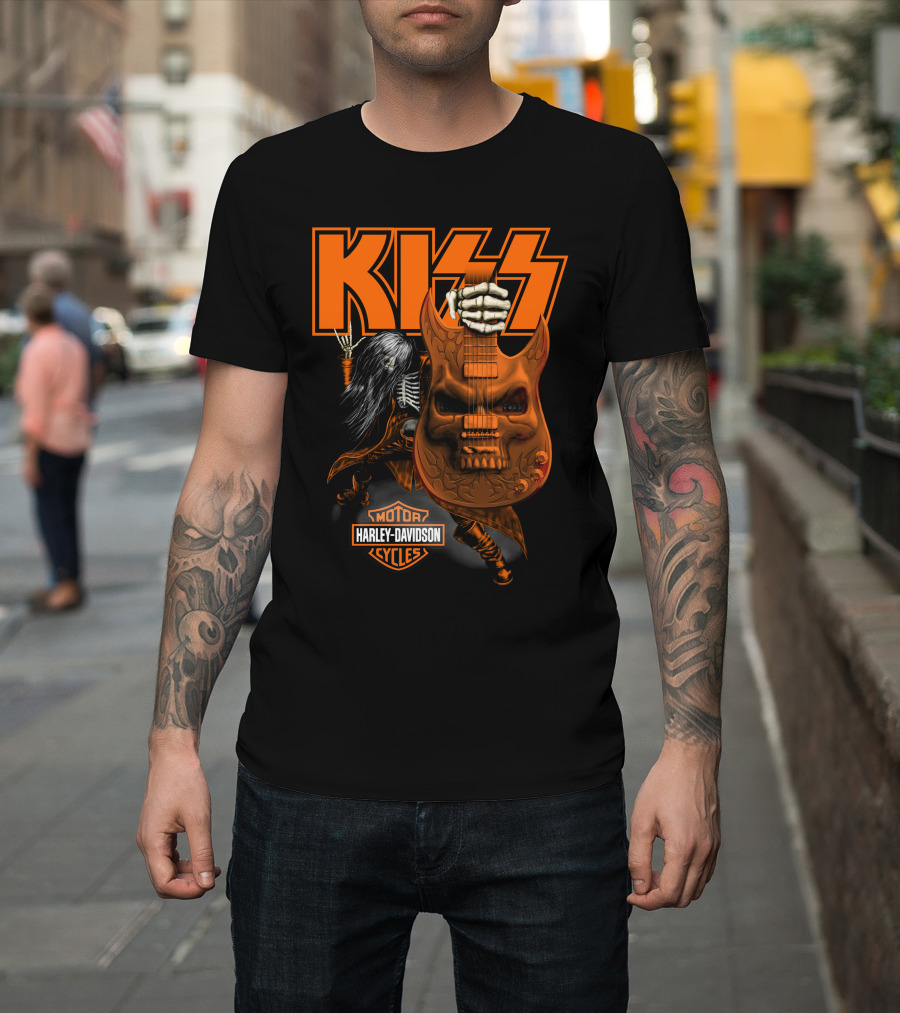 Kiss Harley Davidson Skeleton Guitar T-Shirt