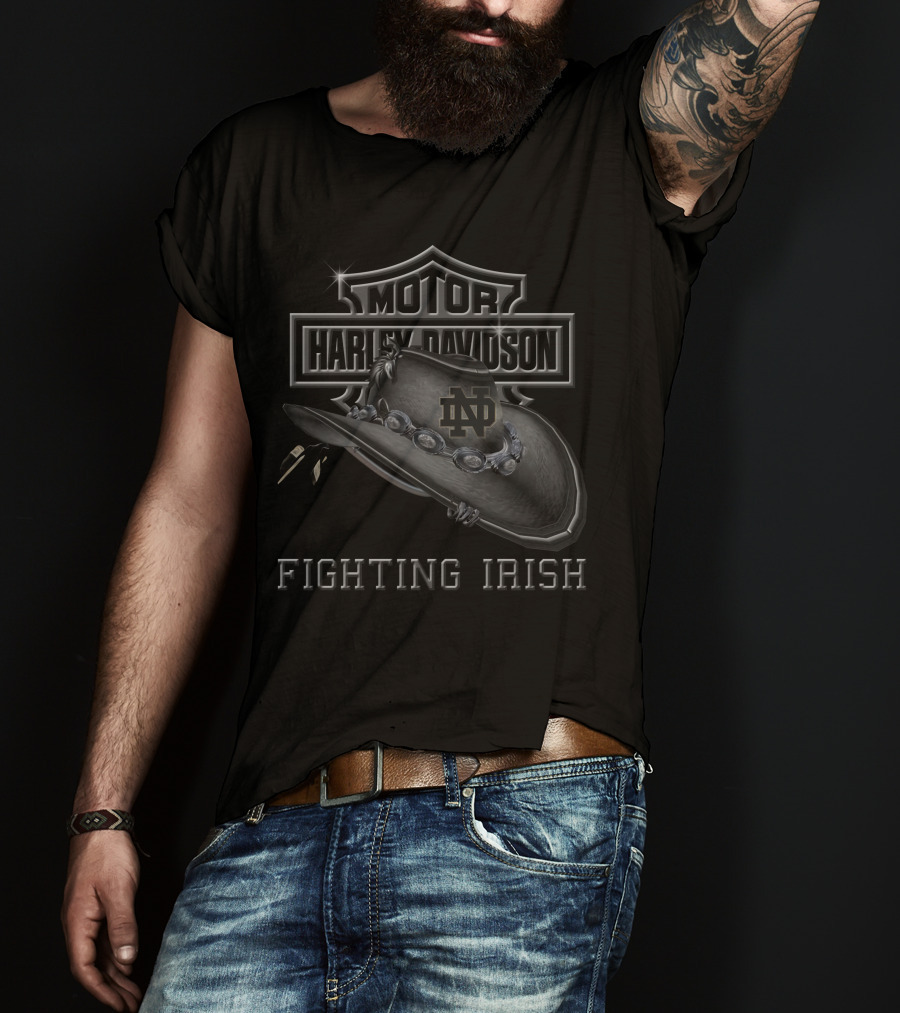 Notre Dame Fighting Irish Harley Davidson Nd Logo Cowboy Hat T-Shirt