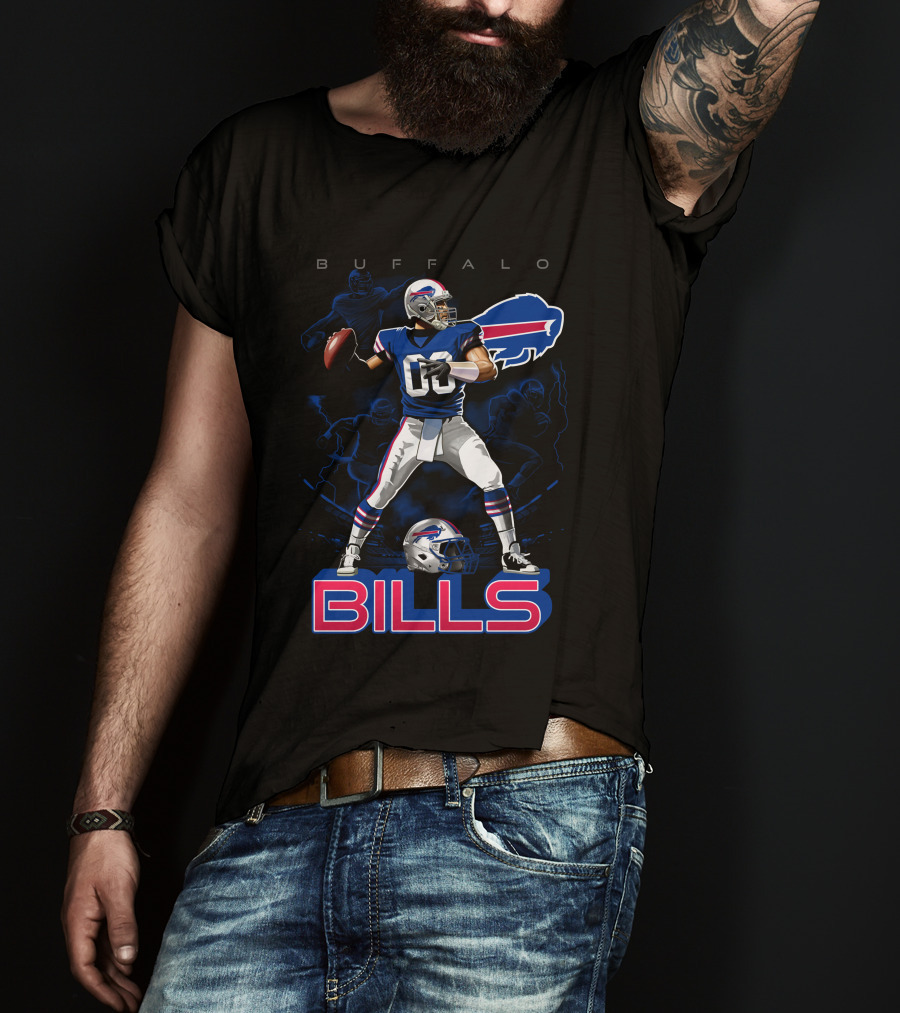 Buffalo Bills Football Player With Helmet T-Shirt