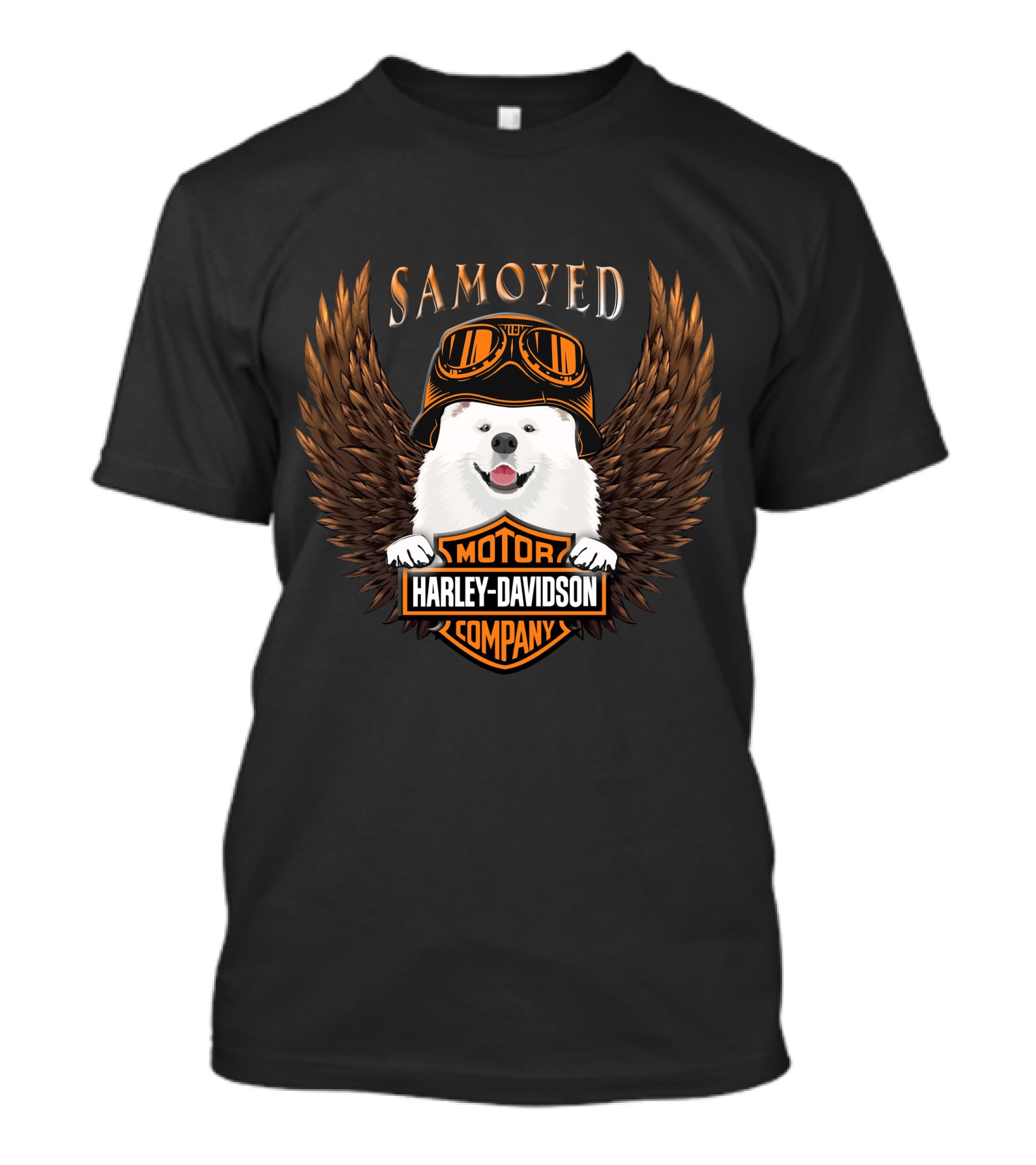Samoyed Harley Davidson Motor Company Winged Goggles T-Shirt