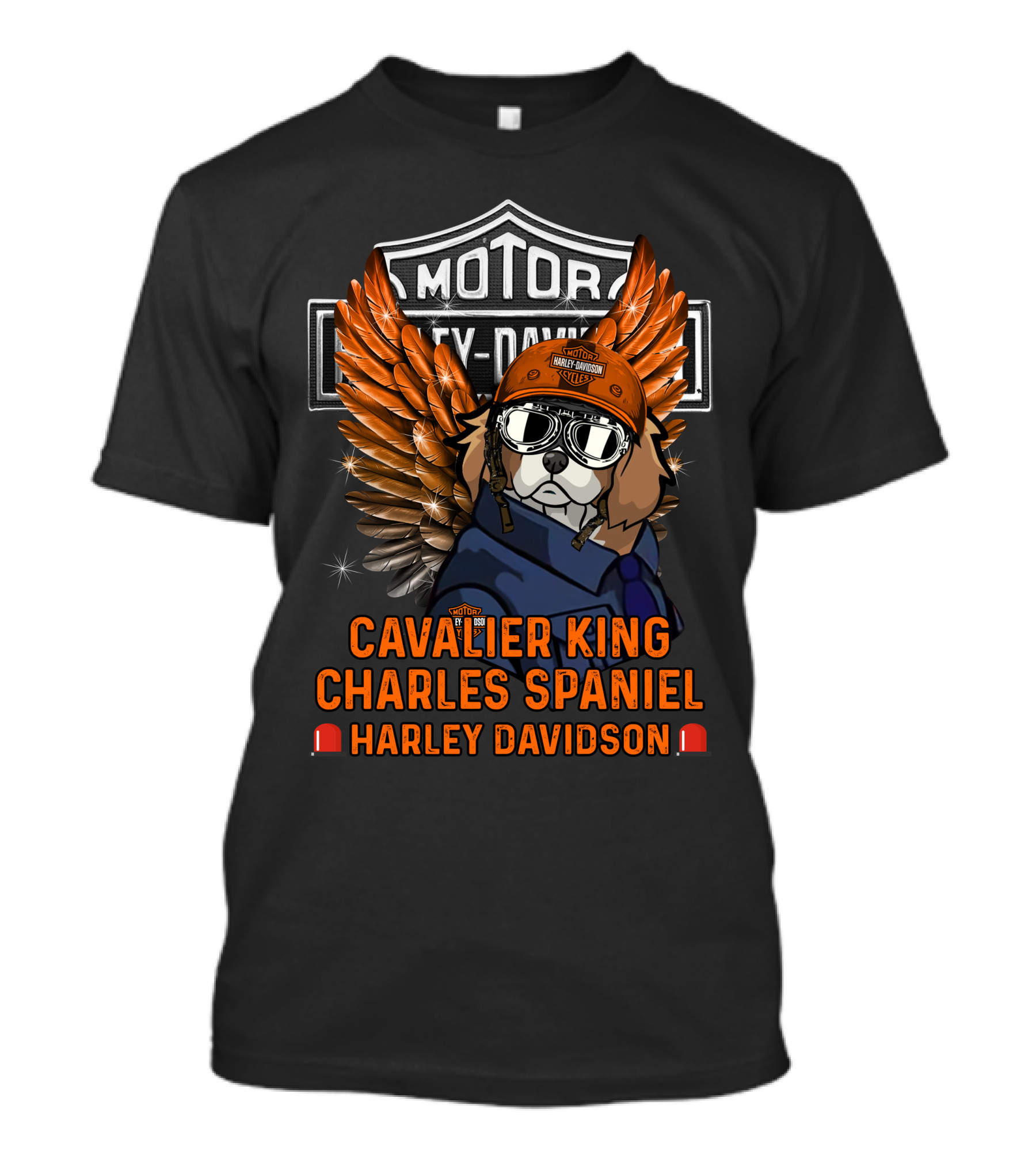 Cavalier King Charles Spaniel Harley Davidson Motor Dogs T-Shirt