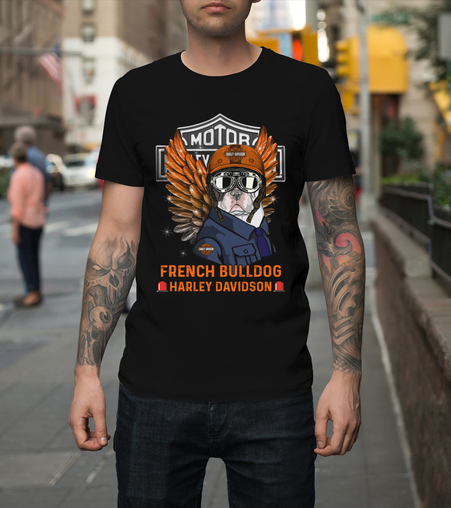 French Bulldog Harley Davidson Motorcycle Wings T-Shirt