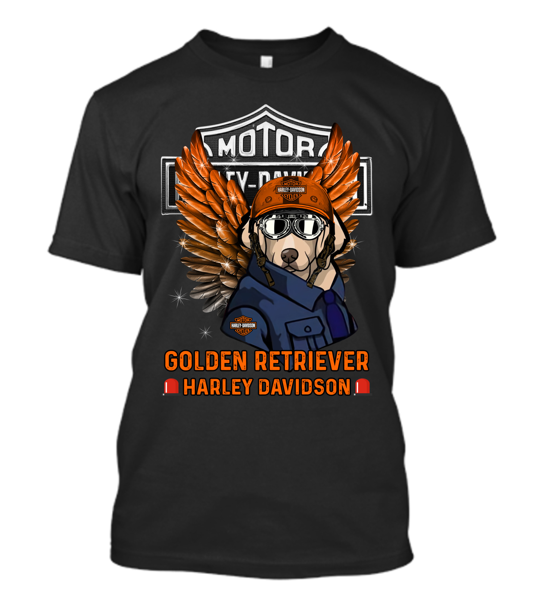 Golden Retriever Harley Davidson Motorcycles Wings Helmet T-Shirt