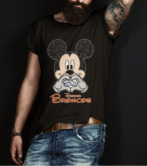Mickey Denver Broncos Heart Hands T-Shirt