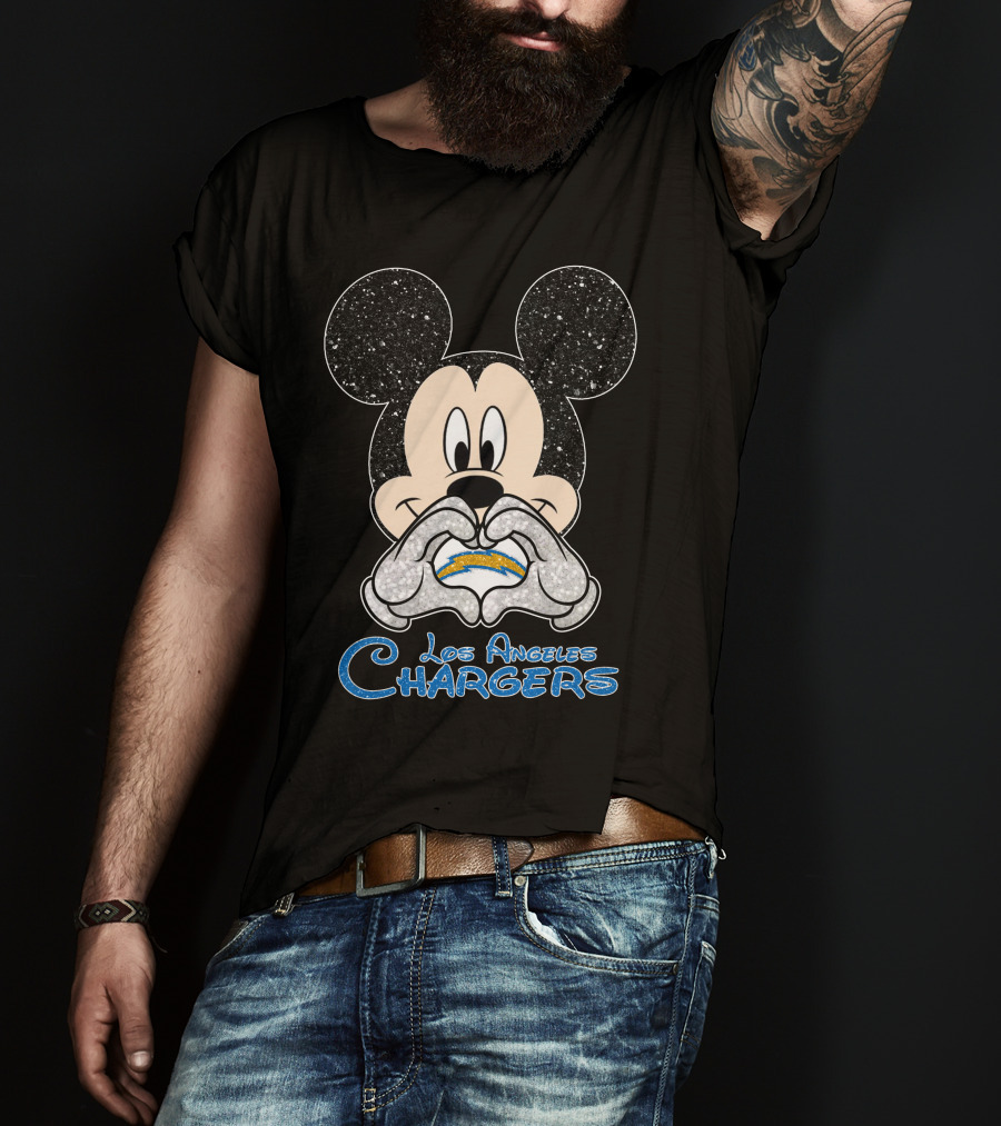 Mickey Los Angeles Chargers Heart T-Shirt