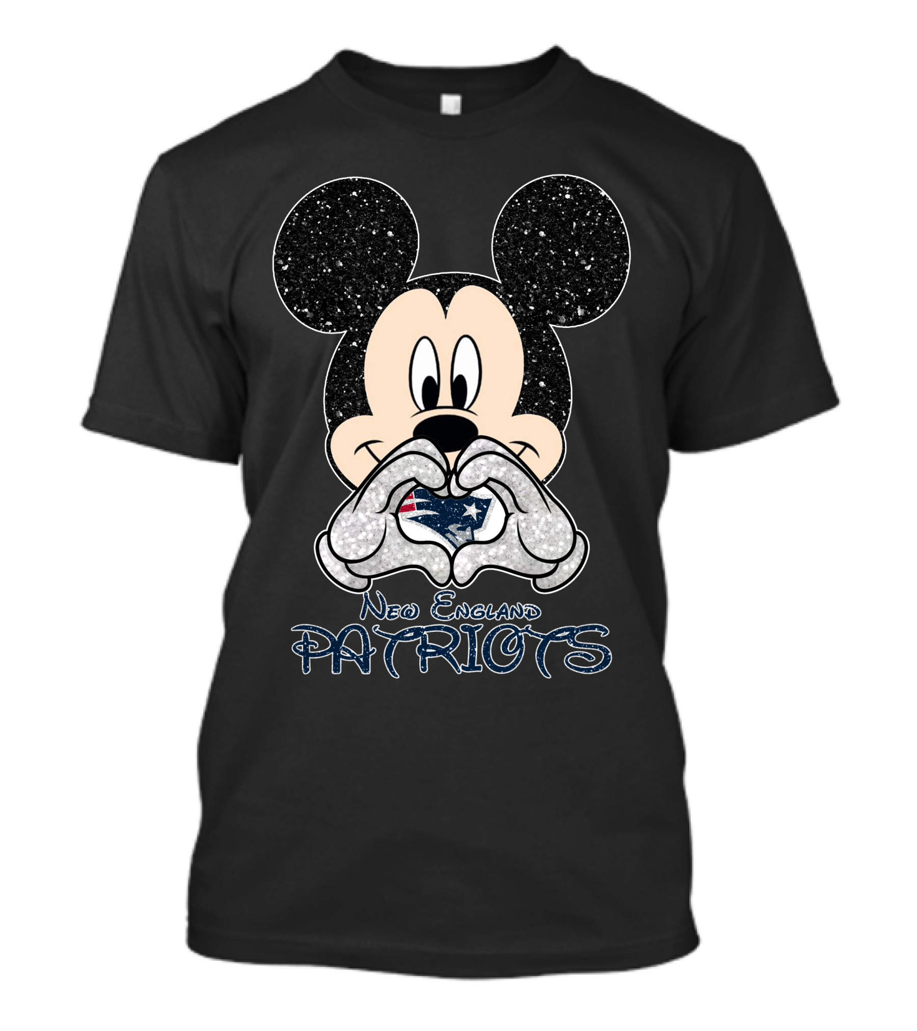 Mickey Mouse Heart Hands Love New England Patriots T-Shirt