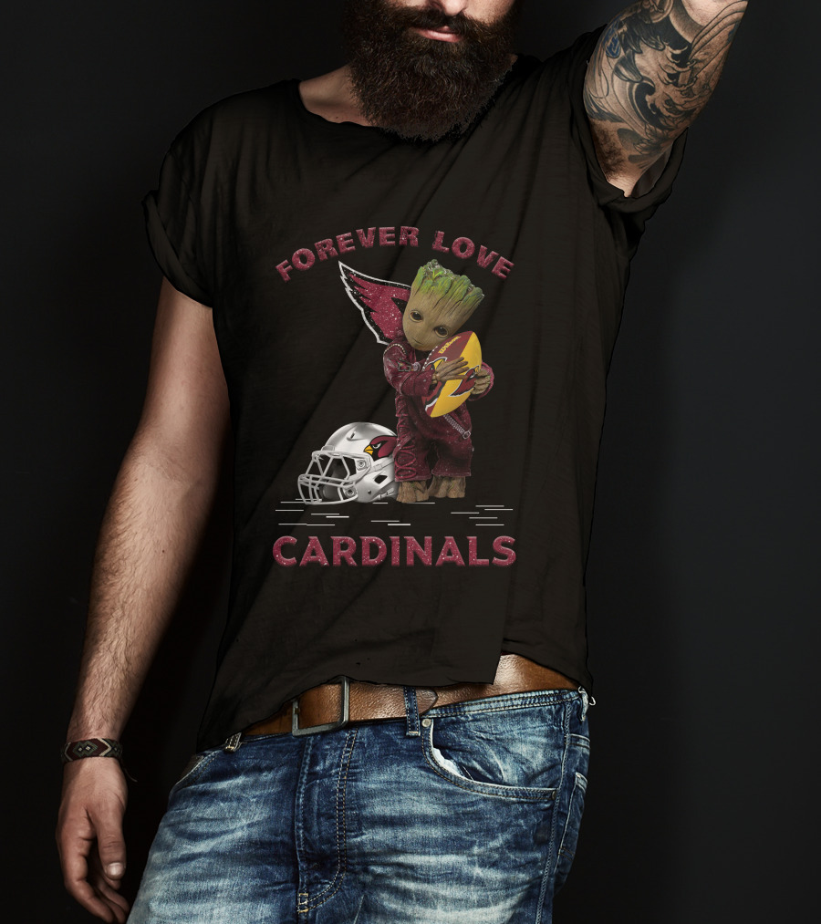 Forever Love Cardinals Groot Holding Football Helmet T-Shirt