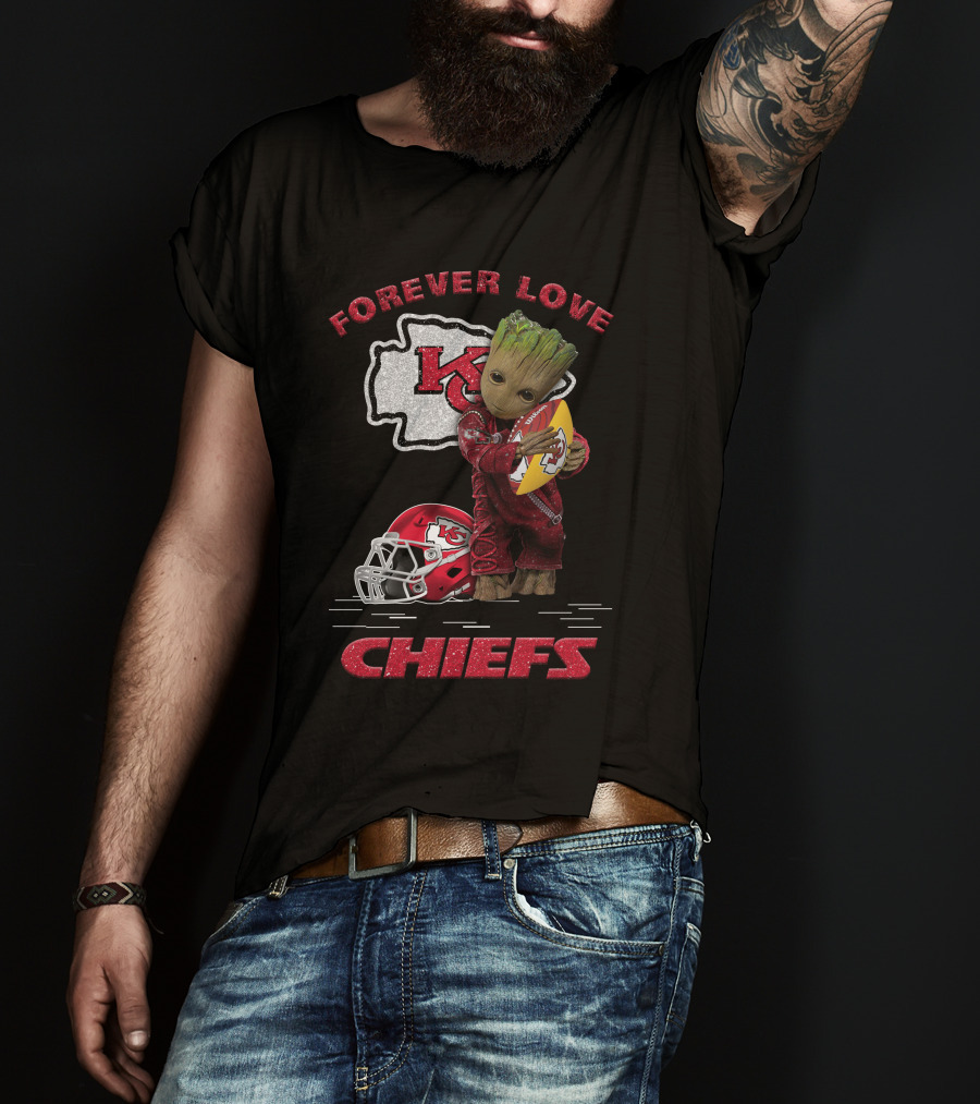 Forever Love Kansas City Chiefs Groot Football Helmet T-Shirt