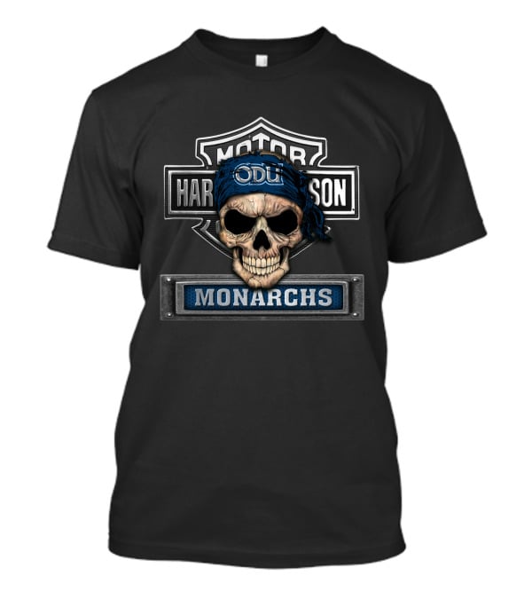 Hd Ncaa Old Dominion Monarchs Odu Skull Harle Davidson Style T-Shirt