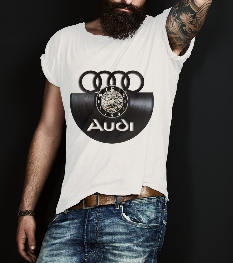 Audi Baronti Vinyl Clock With Four Rings And Gear Mechanism T-Shirt