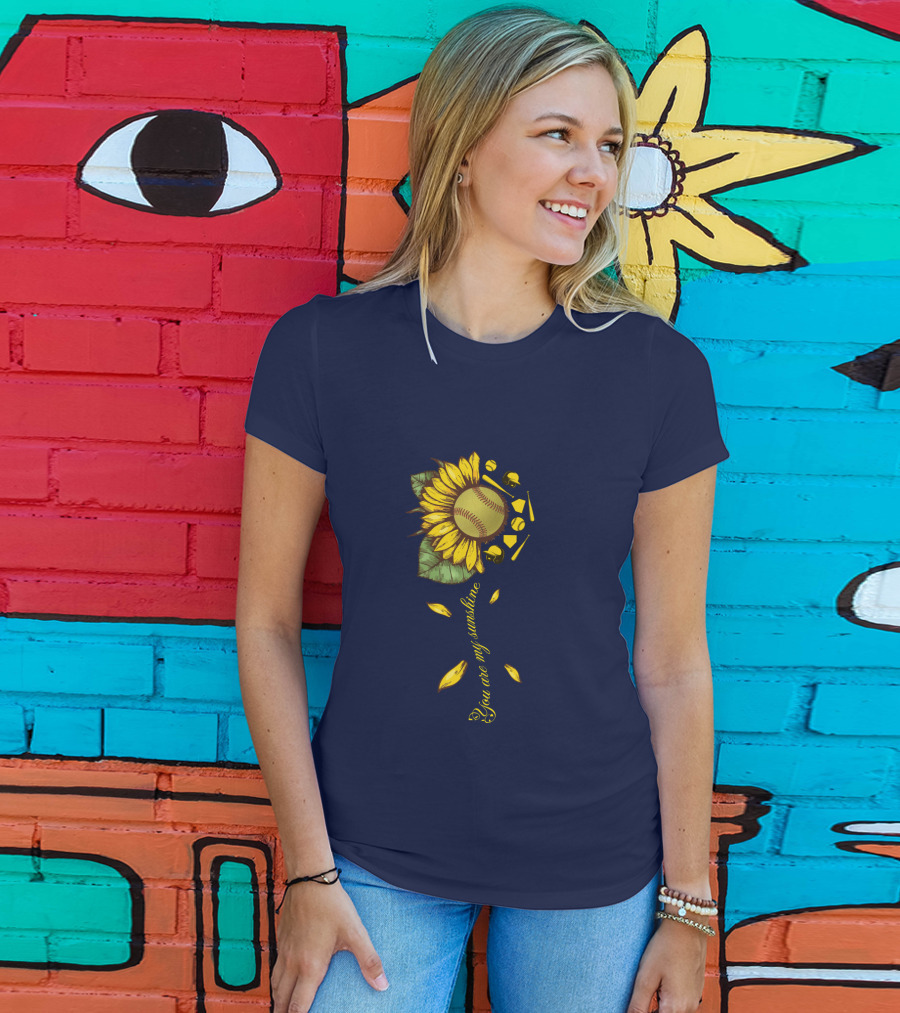 You Are My Sunshine Softball Sunflower T-Shirt