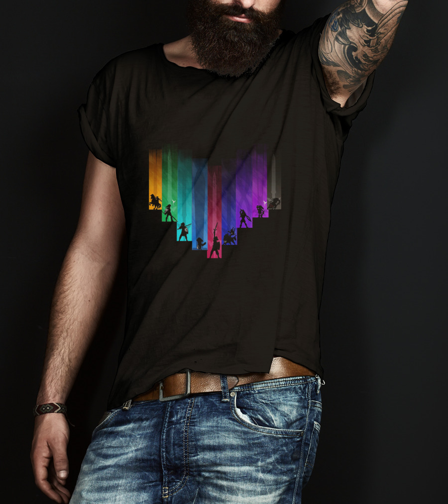 Warrior Of Heart Rainbow Silhouette Collage T-Shirt