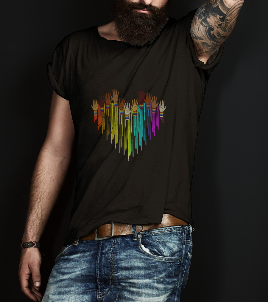 Come Together Hands Diversity Heart Rainbow Colors T-Shirt