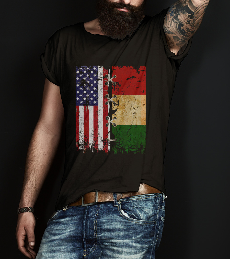 American Italian Flags United In T-Shirt