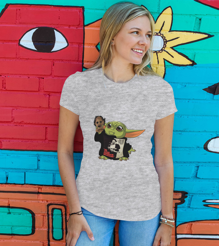 Baby Yoda Texas Chainsaw Massacre Mashup T-Shirt