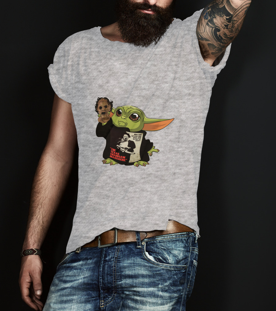 Baby Yoda Texas Chainsaw Massacre Mashup T-Shirt