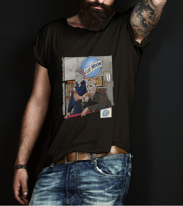 Blue Moon Masked Characters Enjoying A Drink T-Shirt