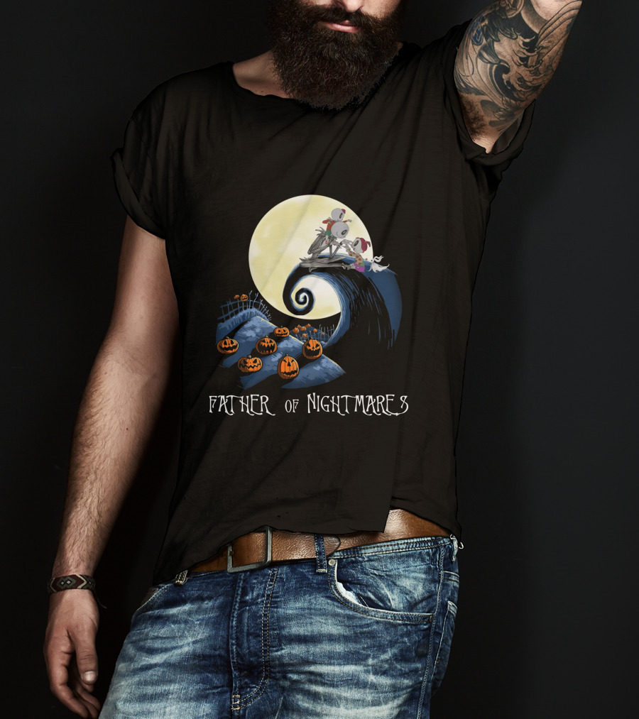 Father Of Nightmares Halloween Pumpkin Crescent Moon Scene T-Shirt