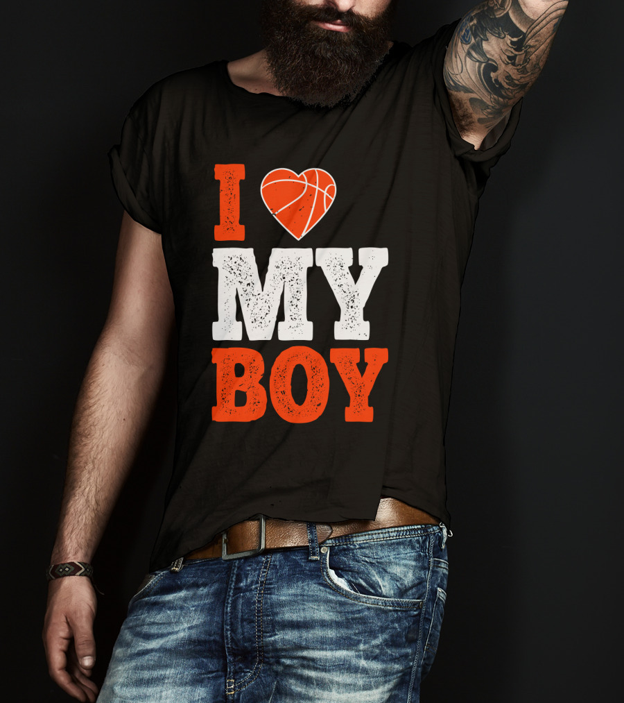 I Love My Boy Basketball Heart T-Shirt
